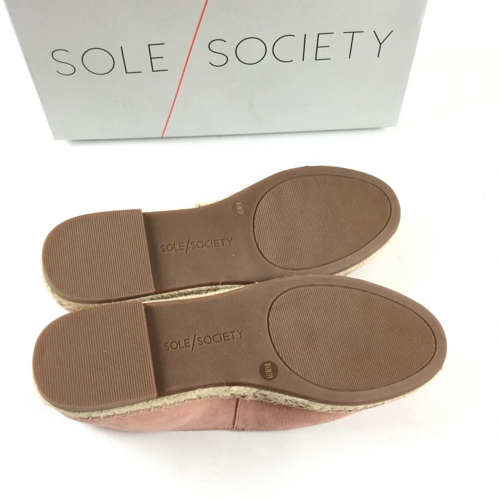 SOLE SOCIETY New Sammah Suede Espadrille Slip-On Loafer Pink Sz 8.5